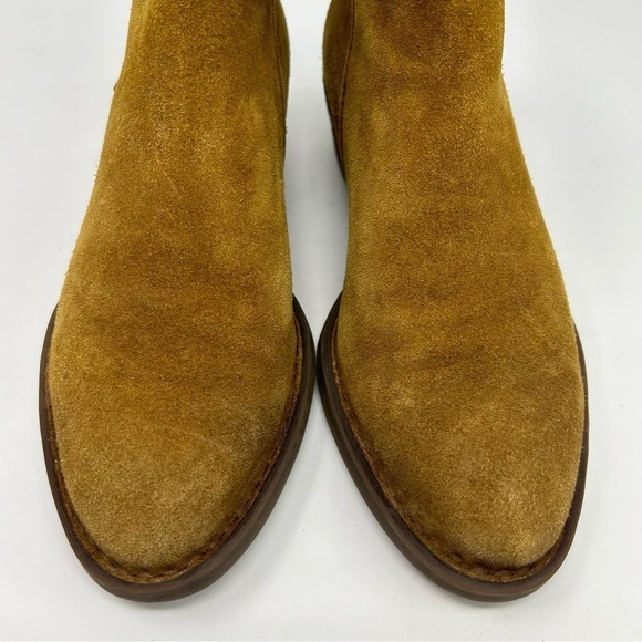 Born Camel Brown Leather Outside Zipper Ankle Boots Size 7.5 Almond Toe - Picture 6 of 16